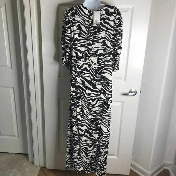 NWT H&M Women's Animal Print Dress Black/White ~ Size XL - Picture 6 of 7